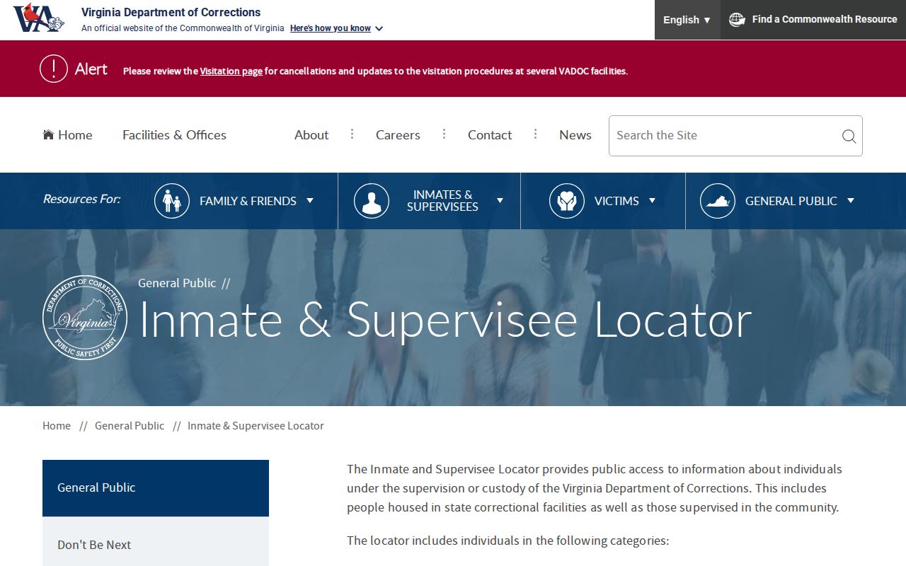 VADOC locator search for Louisa County released inmates and supervisees
