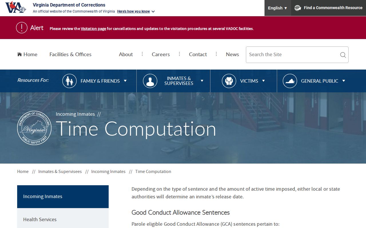 Virginia time computation rules for Louisa County release dates